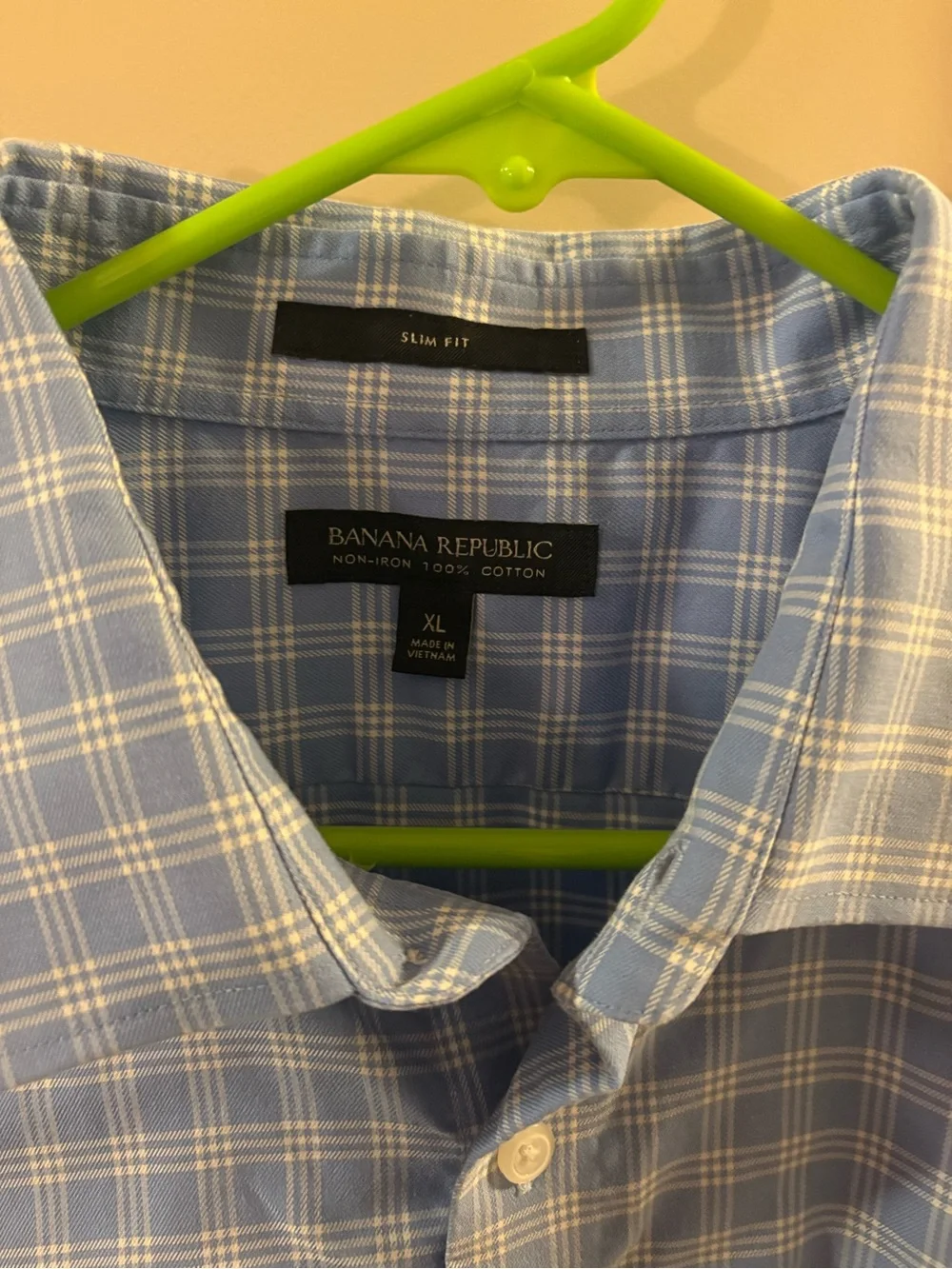 Banana Republic Light Blue and White Check Dress Shirt